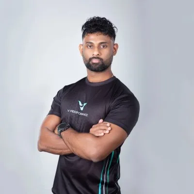 Ashan Vimuktha in a V Performance training shirt